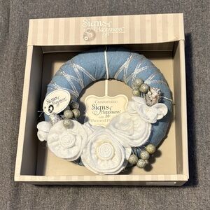 Blue and White Holiday Wreath
